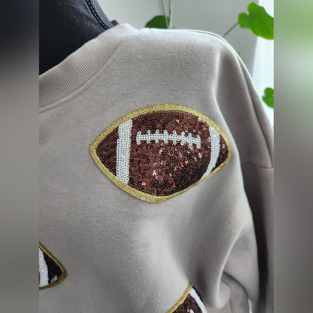 Kirklands Football Motif Sweater - Gray and Brown - Picture 3 of 9